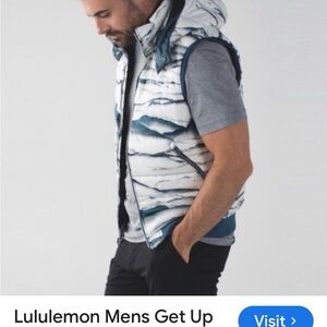lululemon athletica Men's Lululemon Reversible Down Vest in Blue and White
